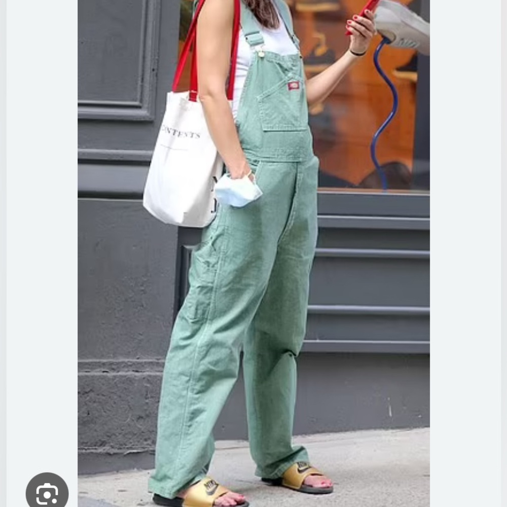 Dickies Khaki Overalls with Red Logo